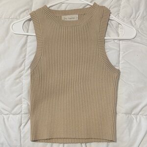 By Together Women's Beige Ribbed Tank Top